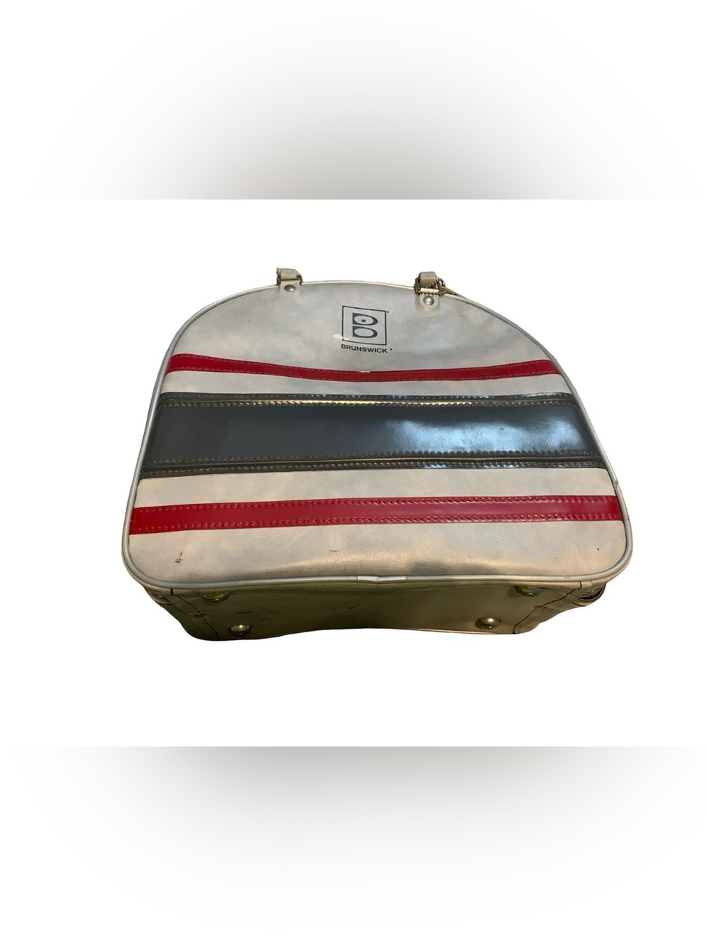 Vintage Brunswick Bowling Ball Bag Made in USA Gray with Stripes With Rack